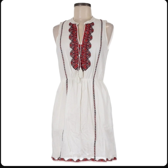 Madewell Embroidered White Boho Peasant Dress Size 6 100% Cotton - Picture 5 of 12